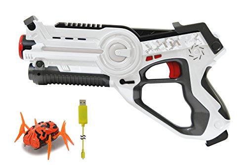 JAMARA 410065 - Impulse Bug Hunt Set - Laser Tag Infrarottechnik, Treffererkennung mit hoher Genauigkeit, 4 Waffenarten, realistische Schuss-und Nachladegeräusche, Demo-Modus, weiß/orange von JAMARA