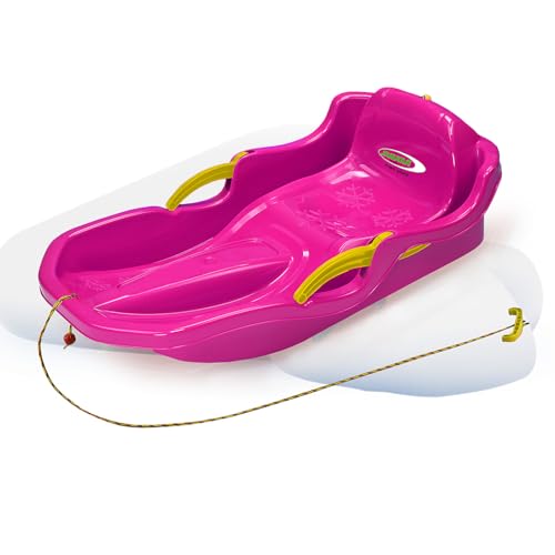 JAMARA 460541 - Snow Play Bob Comfort 80 cm mit Bremse - Lenken durch Bremshebel, aerodynamische Bauweise, langlebiger, schlagzäher Kunststoff-bequemer, ergonomischer Sitz, pink von JAMARA