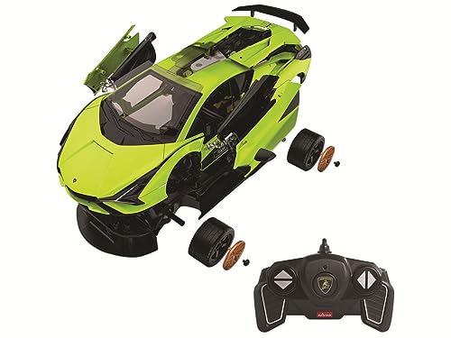 JAMARA 403129 - Lamborghini Sián FKP 37 1:18 2,4GHz Bausatz - Teile Werden gesteckt, kein Werkzeug od. kleben nötig, detailgetreuer Innenraum, Türen manuell öffnen, grün von JAMARA