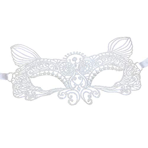 Jamron Damen Elegant Weiß Spitzen Augenmaske für Masquerade Halloween Party Abschlussball Karneval Kostüm Maske SN07830 Elf von Jamron