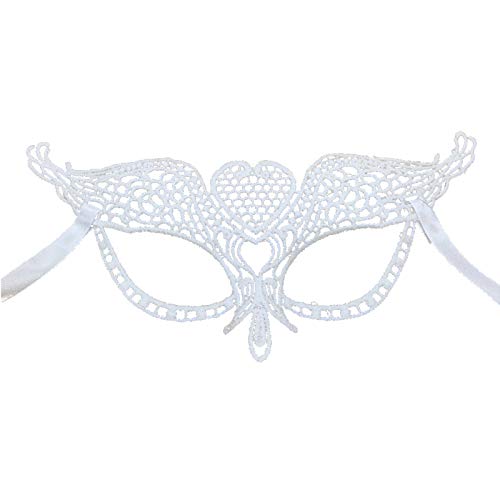 Jamron Damen Elegant Weiß Spitzen Augenmaske für Masquerade Halloween Party Abschlussball Karneval Kostüm Maske SN07830 Herz von Jamron