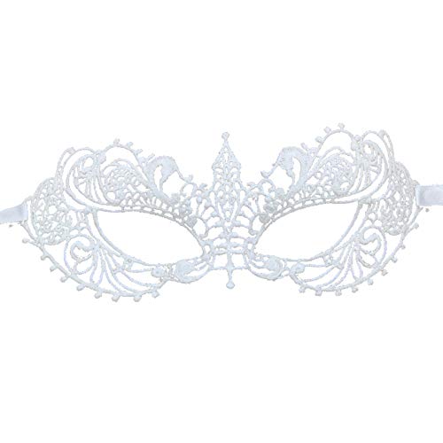 Jamron Damen Elegant Weiß Spitzen Augenmaske für Masquerade Halloween Party Abschlussball Karneval Kostüm Maske SN07830 Spitze von Jamron