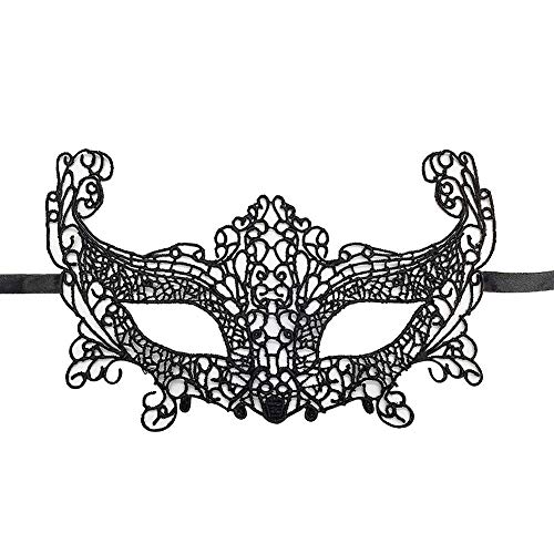 Jamron Damen Sexy Schwarz Spitzen Augenmaske für Masquerade Halloween Party Abschlussball Karneval Kostüm Maske SN07830 Groß Fuchs von Jamron