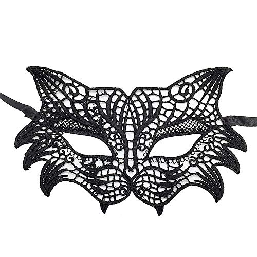 Jamron Damen Sexy Schwarz Spitzen Augenmaske für Masquerade Halloween Party Abschlussball Karneval Kostüm Maske SN07830 Klein Fuchs von Jamron