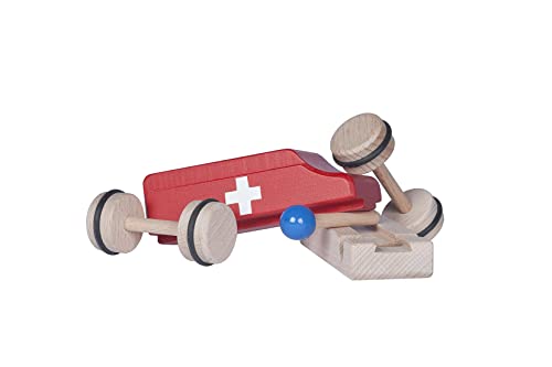 JamsoDesign PuzzleMobil Krankenwagen klein I Holzspielzeug ab 1 Jahr I Holzauto aus Buche in 5 Teile zerlegbar I Fördert Motorik & Koordination von JamsoDesign