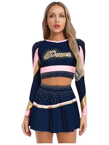 Jan Jean Cheer Leader Kostüm Damen Langarmshirt Bauchfrei Oberteil Glitzer Minirock Tanzrock Halloween Fasching Kostüm Rosa M Jan Jean Cheer Leader Kostüm Damen Langarmshirt Bauchfrei Oberteil Glitzer Minirock Tanzrock Halloween Fasching Kostüm Rosa M von Jan Jean