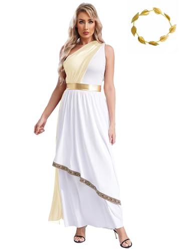 Jan Jean Kostüm Damen Griechische Göttin Kleid Lang Römische Antike Toga mit Blatt Stirnbänd Festlich Kleider Sekt XXL von Jan Jean