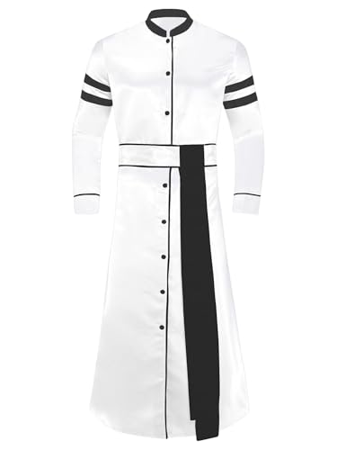 Jan Jean Priester Kostüm Heren Rundhals Langarm Thobe Slim Fit Priester Robe mit Gürteln Mottoparty Karneval Outfit Weiß M Jan Jean Priester Kostüm Heren Rundhals Langarm Thobe Slim Fit Priester Robe mit Gürteln Mottoparty Karneval Outfit Weiß M von Jan Jean