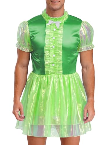 Jan Jean Sissy Kleid Herren Puffärmel Rüschenkleid mit Schleife und Reißverschluss Slim Fit Minikleid Party Faschingskostüme Grün L Jan Jean Sissy Kleid Herren Puffärmel Rüschenkleid mit Schleife und Reißverschluss Slim Fit Minikleid Party Faschingskostüme Grün L von Jan Jean