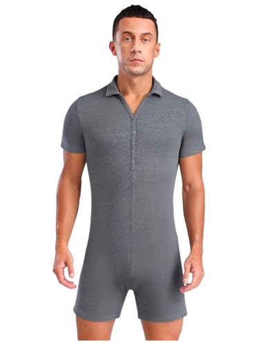 Jan Jean Soft Bodysuit Herren Casual Jumpsuit Slim Fit Leotard Atmungsaktiv Einteiliger Body Männer Gymnastik Joggen Anzug Grau 2XL Jan Jean Soft Bodysuit Herren Casual Jumpsuit Slim Fit Leotard Atmungsaktiv Einteiliger Body Männer Gymnastik Joggen Anzug Grau 2XL von Jan Jean