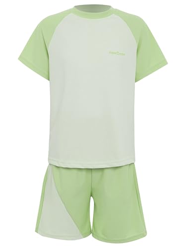 Jan Jean Sport Set 2tlg jungen Schnelltrocken Sportanzug Rundhalsausschnitt T-shirt und Laufenshorts kinder jogginganzug Hellgrün 152-164 Jan Jean Sport Set 2tlg jungen Schnelltrocken Sportanzug Rundhalsausschnitt T-shirt und Laufenshorts kinder jogginganzug Hellgrün 152-164 von Jan Jean