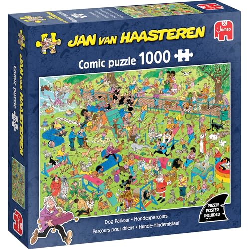 Jan Van Haasteren Dog Parkour – 1000-teiliges Erwachsenen-Puzzle – großes Puzzle für Erwachsene – 100 % recycelter Karton, 1000 Teile Comic-Puzzle, lustiges Haustier-Thema – Maße 68 x 49 cm von Jan van Haasteren