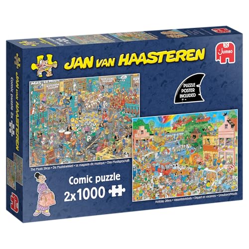 Jan van Haasteren - Der Musikshop & Urlaubssitzel (2x1000 Teile) von Jan van Haasteren