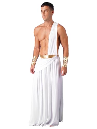 JanJean Herren Griechischer Gott Kostüm Römer Rock One Shoulder Faltenrock mit Armbänder Halloween Fasching Kostüm Weiß L JanJean Herren Griechischer Gott Kostüm Römer Rock One Shoulder Faltenrock mit Armbänder Halloween Fasching Kostüm Weiß L von JanJean