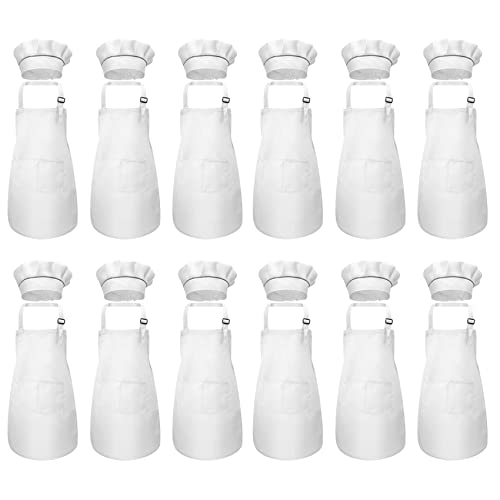 Janasiba 24-Teiliges Kinderschürzen- und KochmüTzen-Set Verstellbare Kinderküchenschürze Zum Kochen und Malen von Janasiba