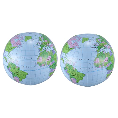 Janasiba 2X Aufblasbares Spielzeug Globus Ausbildung Geographie Karte Ballon Wasserball 40 cm von Janasiba