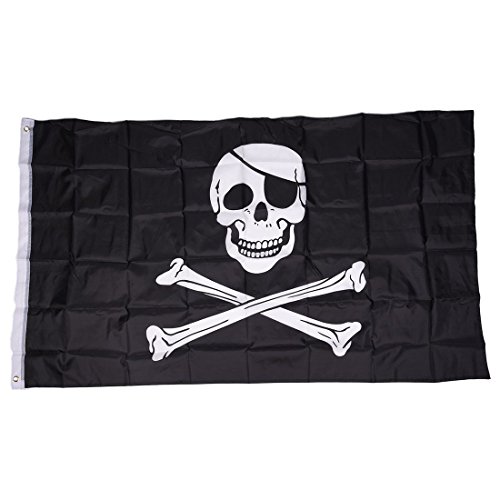 Janasiba Piratenflagge Skull und Crossbones Jolly Rodger Large 5X3 GrößE von Janasiba