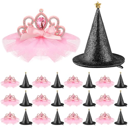 Janinka 24-teiliges schwarzes Mini-Hexenhut und Prinzessinnenkronen-Haarspangen-Set, Halloween-Partyzubehör, kleine Hexe und Prinzessinnen-Haarschmuck für Damen, Haustier, Katze, Hund, Kostüm, Zubehör Janinka 24-teiliges schwarzes Mini-Hexenhut und Prinzessinnenkronen-Haarspangen-Set, Halloween-Partyzubehör, kleine Hexe und Prinzessinnen-Haarschmuck für Damen, Haustier, Katze, Hund, Kostüm, Zubehör von Janinka