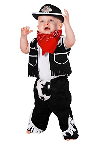 Jannes - Kinder-Kostüm Cowboy mit Chaps und Weste, schwarz weiß, Kleinkinder 74 von Jannes