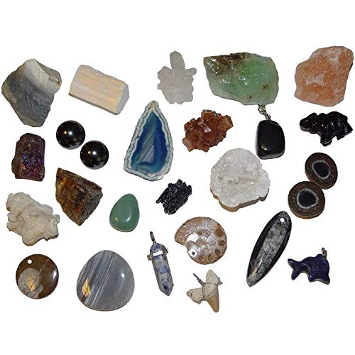 Janni-Shop 24 Edelsteine für Jungen zum Befüllen Adventskalender Kristalle Mineralien Versteinerungen u.v.a. von Janni-Shop-Trommelsteine