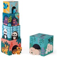 Stapelpyramide "tiere" mit 5 Holzfiguren von Janod Juratoys France