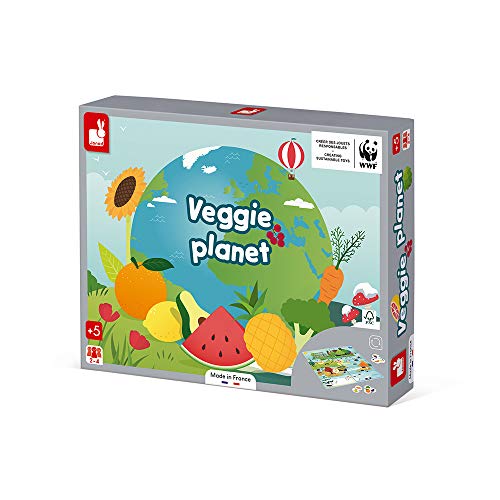 Janod - 2 in 1 Gesellschaftsspiel Veggie Planet - Lernspiel - Lernen über Obst und Gemüse - Hergestellt in Frankreich - Partnerschaft mit dem WWF - FSC-zertifizierte Pappe - Ab 5 Jahren, J08640 von Janod