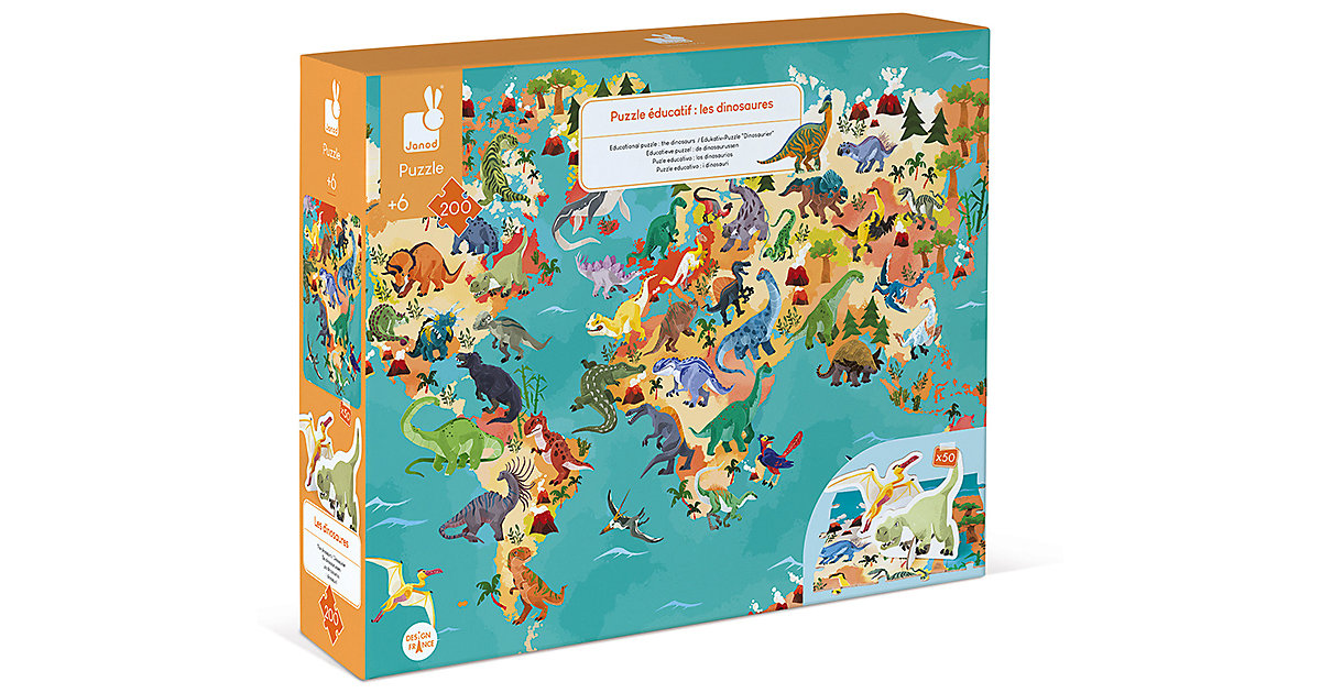 Edukativ-Puzzle Dinosaurier mit Figuren, 200 Teile Edukativ-Puzzle Dinosaurier mit Figuren, 200 Teile von Janod