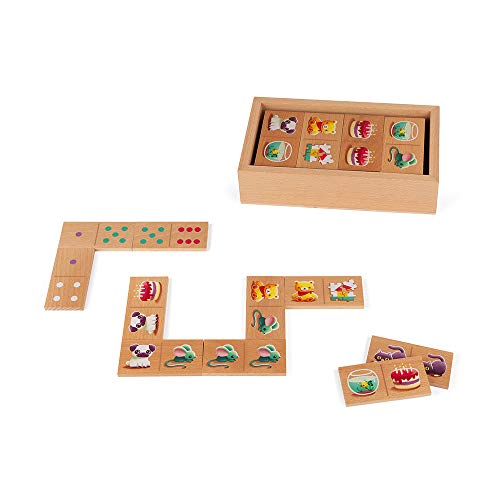 Janod - from 2 Years Old - Dominos 1st Words - FSC Wooden Game - 28 Pieces - Memory and Association Game - 2/4 Players - Memorize and Assimilate - J02704 von Janod