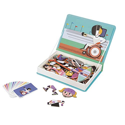 JANOD - Magnéti'Book Sportarten - Magnetisches Lernspiel 48 Magnete + 16 Vorlagenkarten - Kinderspielzeug aus FSC-Pappe - Ab 3 Jahren, J02596 von Janod