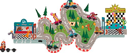 Janod 02847 Magnetische Wandsticker Rennbahn mit Spielmagneten von Janod