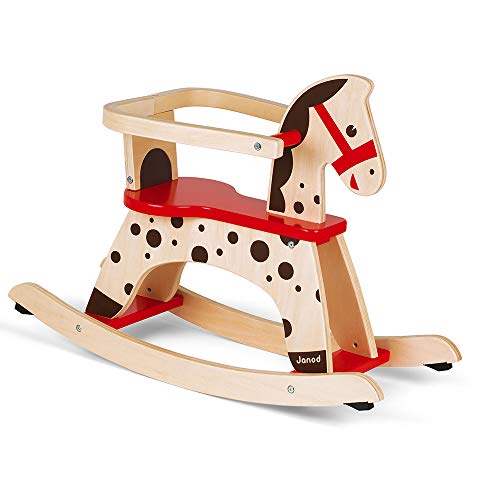 Janod - Caramel Wooden Rocking Horse - Toddler Toy - Learning Balance - For children from the Age of 1, J05984, Brown and Red von Janod