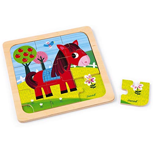 Janod J07063 Wooden puzzle 9 pieces, Tornado Horse von Janod