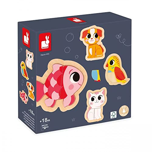 Janod - 4 Holzpuzzle mit 2 bis 5 Teilen - Puzzle zum Thema Haustiere - Kinderspielzeug - Pädagogische Spiele - Baby- und Kleinkindspielzeug Ab 18 Monaten, J07115 Janod - 4 Holzpuzzle mit 2 bis 5 Teilen - Puzzle zum Thema Haustiere - Kinderspielzeug - Pädagogische Spiele - Baby- und Kleinkindspielzeug Ab 18 Monaten, J07115 von Janod