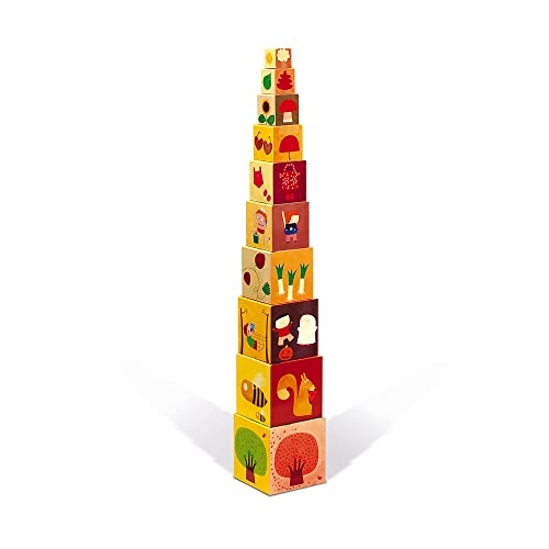 Janod - The 4 Seasons Square Pyramid - Stacking Blocks - Toddler Manipulation Toy - For children from the Age of 1, J02917 von Janod