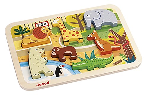 Chunky Puzzle Dinosaurs 7 pieces (wood) : Toddler wooden puzzles Janod -  J07054