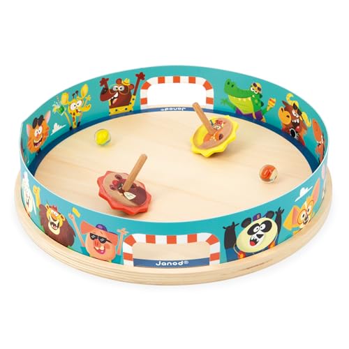 Janod - Kreisel-Arena Applepop - Geschicklichkeitsspiel für Kinder - 1 Arena + 2 Kreisel mit Startvorrichtung + 2 Glasmurmeln - Handgeschicklichkeit - Spielzeug aus FSC-Holz - Ab 4 Jahre, J03355 Janod - Kreisel-Arena Applepop - Geschicklichkeitsspiel für Kinder - 1 Arena + 2 Kreisel mit Startvorrichtung + 2 Glasmurmeln - Handgeschicklichkeit - Spielzeug aus FSC-Holz - Ab 4 Jahre, J03355 von Janod