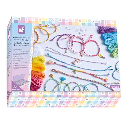 Janod J09134 Regenbogenarmband-Set-Mit Bastelgerät-Kreativset-Kinderspiel Entfaltung-Basteln Kreatives Hobby Kinder ab 3 Jahre-J09134, Multicolor von Janod