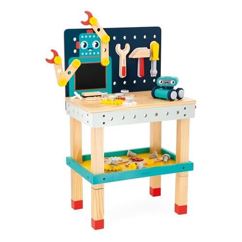 Janod - Brico'Kids Große Roboter-Werkbank - Bauspiel Kind - 51 Bauelemente + 3 Werkzeuge + 1 Roboter - Rollenspiel - Fördert Feinmotorik - Ab 36 Monate, J06457 Janod - Brico'Kids Große Roboter-Werkbank - Bauspiel Kind - 51 Bauelemente + 3 Werkzeuge + 1 Roboter - Rollenspiel - Fördert Feinmotorik - Ab 36 Monate, J06457 von Janod