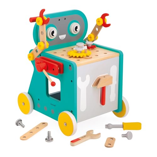 Janod - Brico'Kids Roboter-Wagen - Bauspiel Kind - 38 Bauelemente + 3 Werkzeuge - Rollenspiel - Fördert Feinmotorik - Ab 18 Monate, J06456 Janod - Brico'Kids Roboter-Wagen - Bauspiel Kind - 38 Bauelemente + 3 Werkzeuge - Rollenspiel - Fördert Feinmotorik - Ab 18 Monate, J06456 von Janod