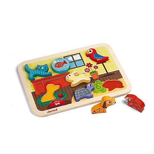 Janod Chunky-Puzzle aus Holz, Haustiere, 7 Teile, Entwicklung der Feinmotorik und Konzentration, ab 18 Monaten, J07024 Janod Chunky-Puzzle aus Holz, Haustiere, 7 Teile, Entwicklung der Feinmotorik und Konzentration, ab 18 Monaten, J07024 von Janod