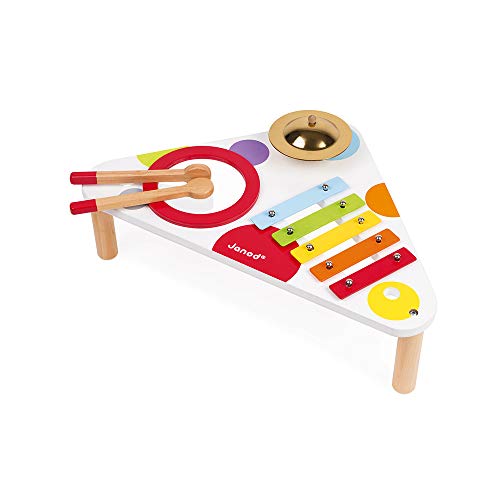 Janod - Confetti Holz-Musiktisch, Kinder-Musikinstrument, Spielzeugnachbildung und Spielzeug für musikalisches Empfinden, ab 1 Jahr, J07634, Weiß von Janod