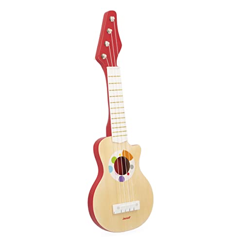 Janod - Confetti Rockgitarre aus Holz - Rollen- und Musikspielzeug - Mit 4 Kunststoffsaiten + 4 Ersatzsaiten - Ab 3 Jahren, J07644 Janod - Confetti Rockgitarre aus Holz - Rollen- und Musikspielzeug - Mit 4 Kunststoffsaiten + 4 Ersatzsaiten - Ab 3 Jahren, J07644 von Janod