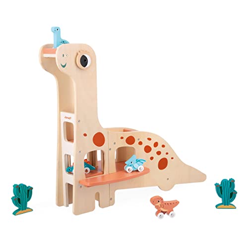 Janod - Diplodocus-Parkhaus für Kinder - 4 Dinos zum Schieben, 2 Kakteen - Fördert Feinmotorik - Spielzeug aus FSC-Holz - Ab 24 Monate, J05835 Janod - Diplodocus-Parkhaus für Kinder - 4 Dinos zum Schieben, 2 Kakteen - Fördert Feinmotorik - Spielzeug aus FSC-Holz - Ab 24 Monate, J05835 von Janod
