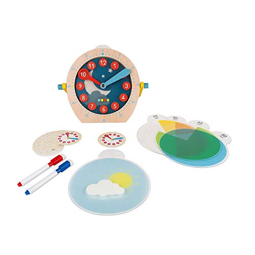 Janod - Essentiel - Uhrzeit lernen - Lernspiel aus Holz Babys und Kleinkinder - Zahlen und Mathematik lernen - 22 Zubehörteile im Lieferumfang enthalten - Wasserfarbe -Ab 5 Jahren, J05076 Janod - Essentiel - Uhrzeit lernen - Lernspiel aus Holz Babys und Kleinkinder - Zahlen und Mathematik lernen - 22 Zubehörteile im Lieferumfang enthalten - Wasserfarbe -Ab 5 Jahren, J05076 von Janod