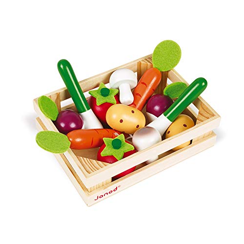 Janod - Gemüsekiste mit 12 Holzfrüchten, Puppen-Teeküche, Küchenset, Kaufladen-Zubehör, Spielzeugnachbildung, ab 3 Jahren, J05611 Janod - Gemüsekiste mit 12 Holzfrüchten, Puppen-Teeküche, Küchenset, Kaufladen-Zubehör, Spielzeugnachbildung, ab 3 Jahren, J05611 von Janod