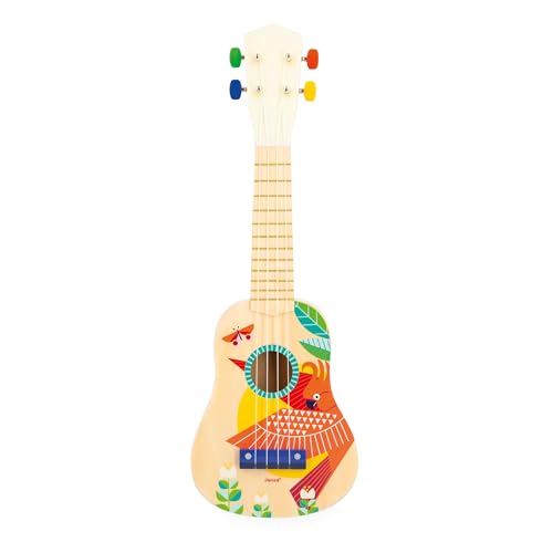 Janod - Gioia Ukulele aus Holz - Musikinstrument für Kinder - Rollenspiel und Musikalische Früherziehung - Wasserfarbe - Ab 3 Jahren, J07652 von Janod