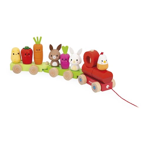 Janod Holzzug Thema Bauernhof-3 Waggons und 19 Teile-Lernspielzeug zum Nachziehen-FSC-Holz und Farbe auf Wasserbasis-Fördert die Feinmotorik-Ab 12 Monaten, J03314 Janod Holzzug Thema Bauernhof-3 Waggons und 19 Teile-Lernspielzeug zum Nachziehen-FSC-Holz und Farbe auf Wasserbasis-Fördert die Feinmotorik-Ab 12 Monaten, J03314 von Janod
