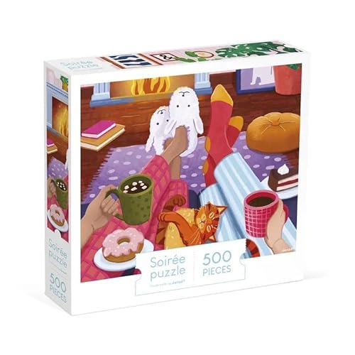 Janod J02495 Puzzle 500 Teile Erwachsene Teenager Kinder-Abend am Kamin-Fördert Geduld und Fingerfertigkeit-Europäische Herstellung, Pflanzenfarben und FSC-Zertifiziert-Ab 8 Jahre-J02495, Pink von Janod
