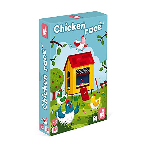 Janod - Chicken Race - Gänsespiel - Holz-Brettspiel für Kinder - Lauf- und Partyspiel - FSC-zertifiziert - Ab 3 Jahren, J02632 von Janod