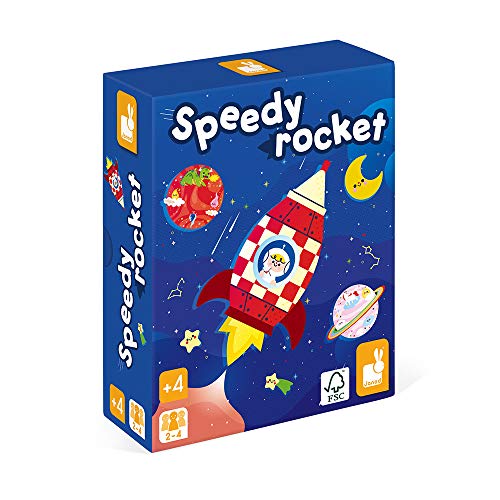 Janod - Speedy Rocket - Gesellschaftsspiel für Kinder - Geschicklichkeitsspiel, FSC-zertifiziert - Ab 4 Jahren, J02635 von Janod